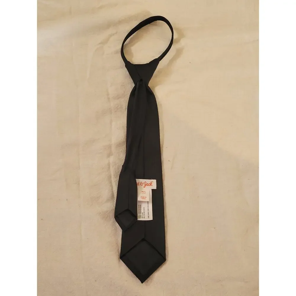 Cat & Jack Boys Black Zip-Up Tie 12” Length 22” Neck Adjustable Pre-Tied